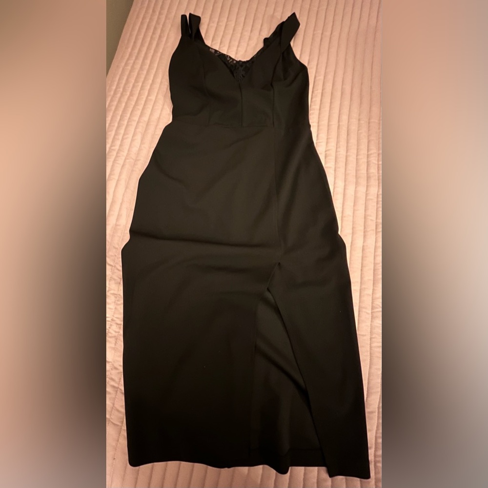 A.B.S. Black Sleeveless Dress with Lace Cleavage and Double Shoulder Straps
